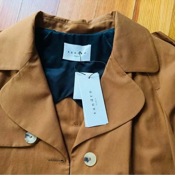NWT Sandro Malory Trench Coat Rust Brown